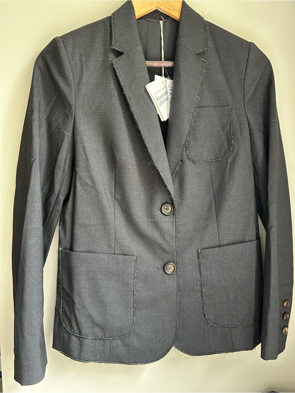 Brunello Cucinelli Monili Wool Blend Blazer Gray NWT IT 38 $3895 Retail